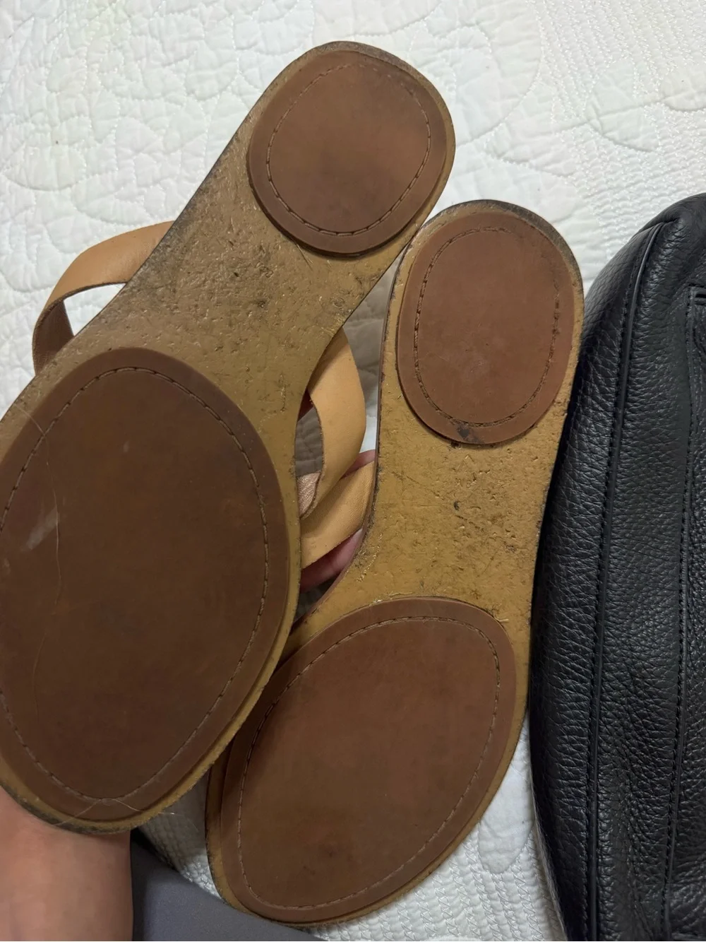 Tory Burch Calf Leather Manon Thong Sandals Natural Vachetta Size 8M